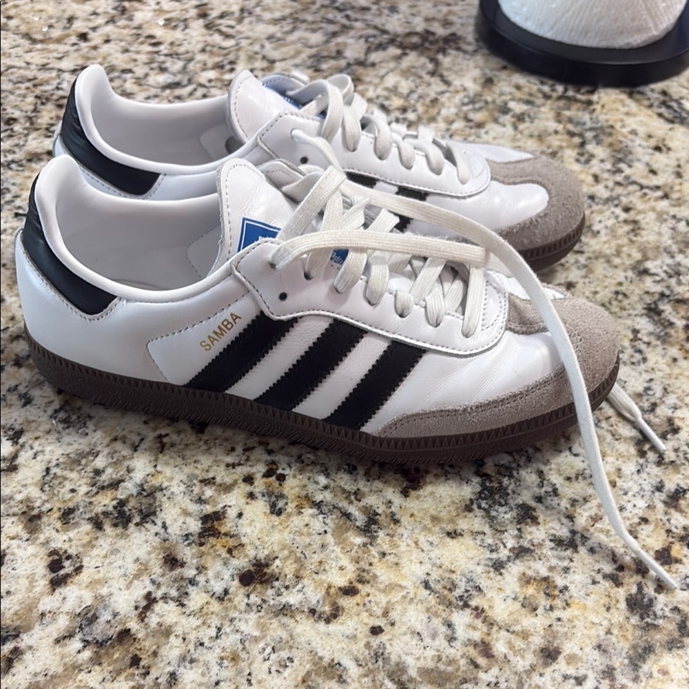 adidas Samba White and Black Athletic Shoes